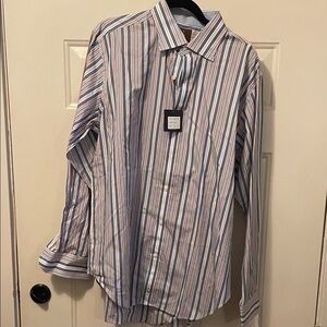 Tailorbyrd Blue and Pink Striped Dress Shirt